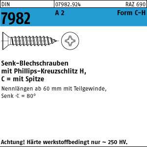 50 Stück DIN 7982 Senkkopf Edelstahl A2 2,2X19