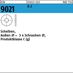 1000 Unterlegscheiben DIN 9021 für M6 - Aussen-Ø = 18 mm - Edelstahl A4