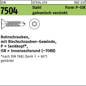 1000 Senkkopf Torx Bohrschrauben DIN 7504 verzinkt P 2,9x13 TX