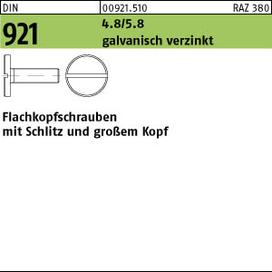 Flachkopfschraube mit Schlitz und gro/ßem Kopf DIN 921 Edelstahl A1 M 3 x 6-100 Stk