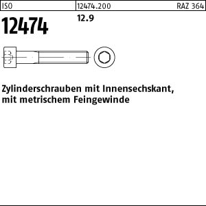 200 Inbus Feingewinde Zylinderschrauben ISO 12474 12.9 M8x1x30